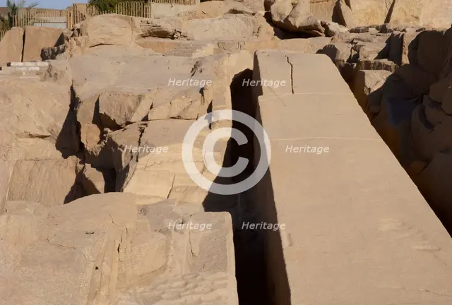Unfinished obelisk in a granite quarry, Aswan, Egypt, 2021.  Creator: LTL.