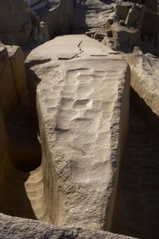 Unfinished obelisk in a granite quarry, Aswan, Egypt, 2021. Creator: Unknown