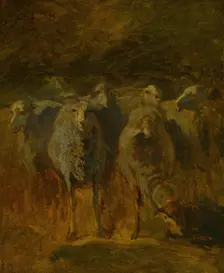 Unfinished Study of Sheep, c. 1850. Creator: Constant Troyon