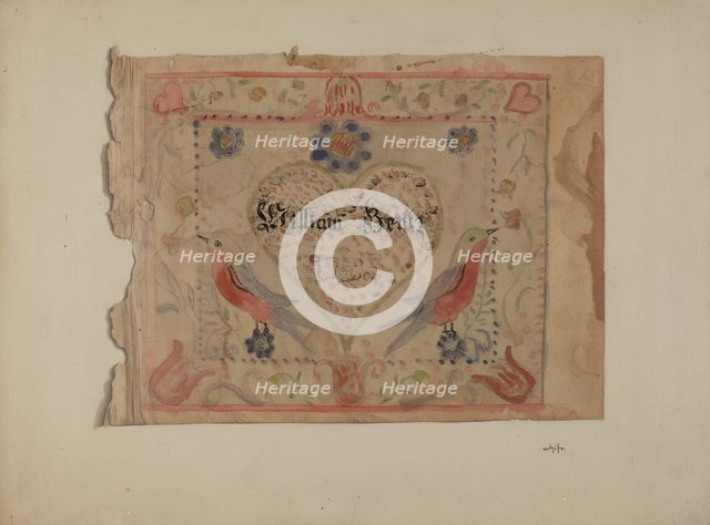 Unframed Birth Certificate, c. 1940. Creator: Edward White.