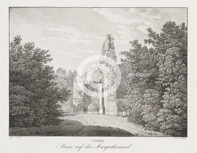 Ungern, Ruinen auf der Margretheninsel. Creator: Jakob Alt (Austrian, 1789-1872).