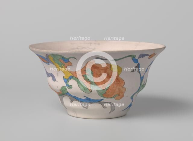 Unglazed bowl, polychrome painted on one side with watercolour, c.1920-c.1922. Creator: Theo Colenbrander.