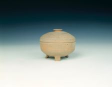 Unglazed pottery covered tripod censer, Western Han dynasty, China, 206 BC-8 AD. Creator: Unknown