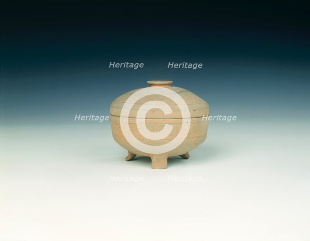Unglazed pottery covered tripod censer, Western Han dynasty, China, 206 BC-8 AD. Creator: Unknown.