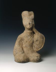 Unglazed pottery figure of a singer, Eastern Han dynasty, China, 25-220 AD