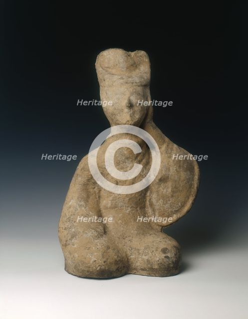Unglazed pottery figure of a singer, Eastern Han dynasty, China, 25-220 AD. Artist: Unknown