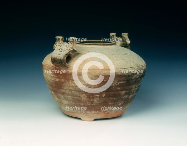 Unglazed pottery jar, Western Han dynasty, China, 206 BC-8 AD. Creator: Unknown.