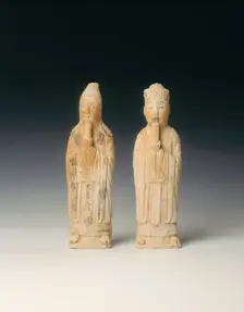 Unglazed pottery officials holding sceptres, Northern Song dynasty, China, 11th century. Creator: Unknown