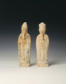 Unglazed pottery officials holding sceptres, Northern Song dynasty, China, 11th century