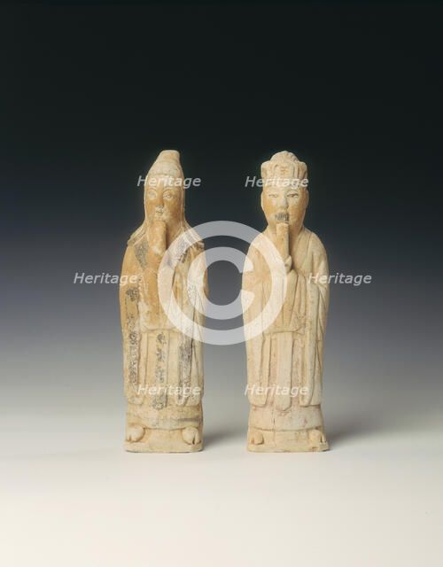 Unglazed pottery officials holding sceptres, Northern Song dynasty, China, 11th century. Artist: Unknown