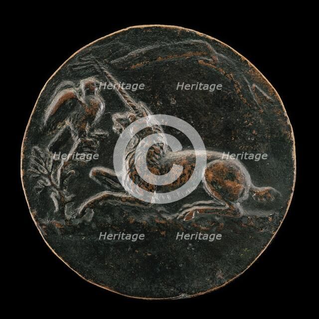 Unicorn Before a Tree [reverse], c. 1485/1486. Creator: Niccolo Fiorentino.