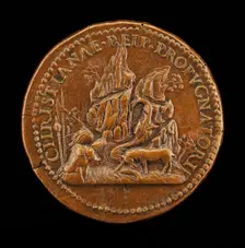 Unicorn Before a High Rock [reverse], second half 16th century. Creator: Unknown