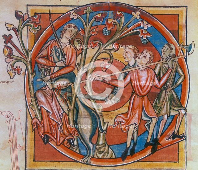 Unicorn enticed by a virgin, 1230-1240.  Creator: Unknown.