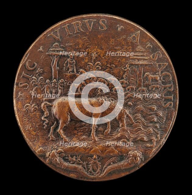 Unicorn in a Landscape [reverse], mid 16th century. Creator: Unknown.