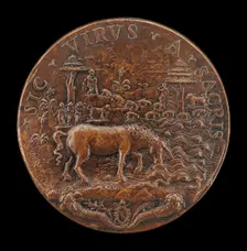 Unicorn in a Landscape [reverse], mid 16th century. Creator: Unknown