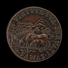 Unicorn Purifying the Realm [reverse], 1549. Creator: Gian Federigo Bonzagna