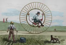 Unicycle invented by Longmook and Strief, mechanical engineers from New York, 1881. Creator: Unknown