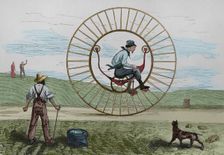 Unicycle invented by Longmook and Strief, mechanical engineers from New York, 1881. Creator: Unknown