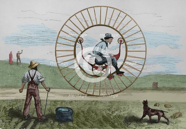 Unicycle invented by Longmook and Strief, mechanical engineers from New York, 1881.  Creator: Unknown.