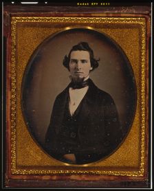 Unidentified man with beard, half-length portrait, facing front, ca. 1855. Creator: Francis Grice