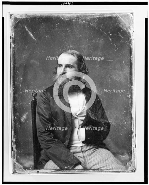 Unidentified man, about 40 years of age, three-quarter length portrait..., between 1844 and 1860. Creator: Mathew Brady.