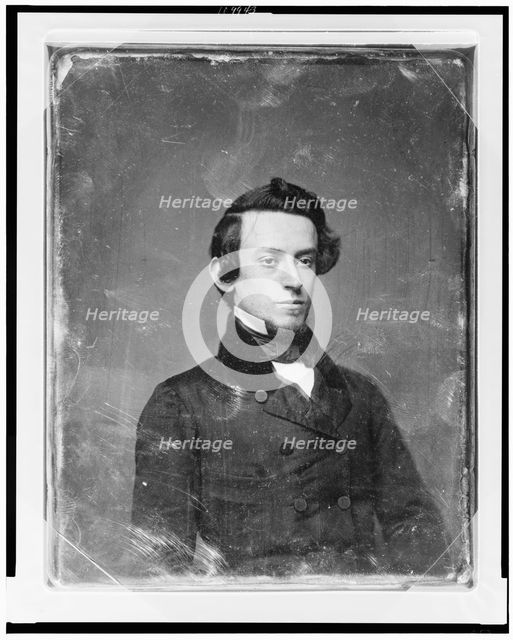 Unidentified man, about 20 years of age, head-and-shoulders portrait..., between 1844 and 1860. Creator: Mathew Brady.