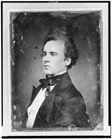 Unidentified man, about 25 years of age, head-and-shoulders portrait, nearly in profile, the head th Creator: Mathew Brady