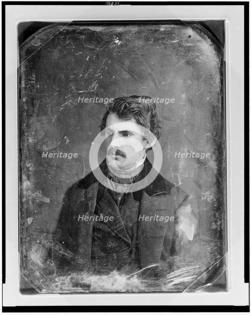 Unidentified man, about 30 years of age, head-and-shoulders portrait..., between 1844 and 1860. Creator: Mathew Brady.