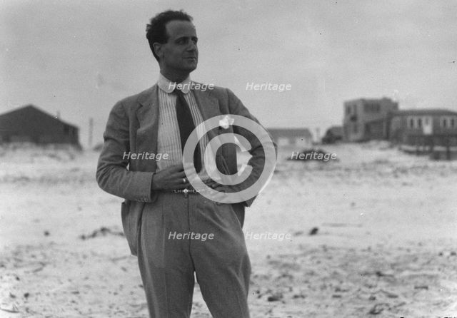 Unidentified man at Long Beach, New York, between 1911 and 1942. Creator: Arnold Genthe.