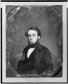Unidentified man, half-length portrait, three-quarters to the left, eyes..., between 1844 and 1860. Creator: Mathew Brady