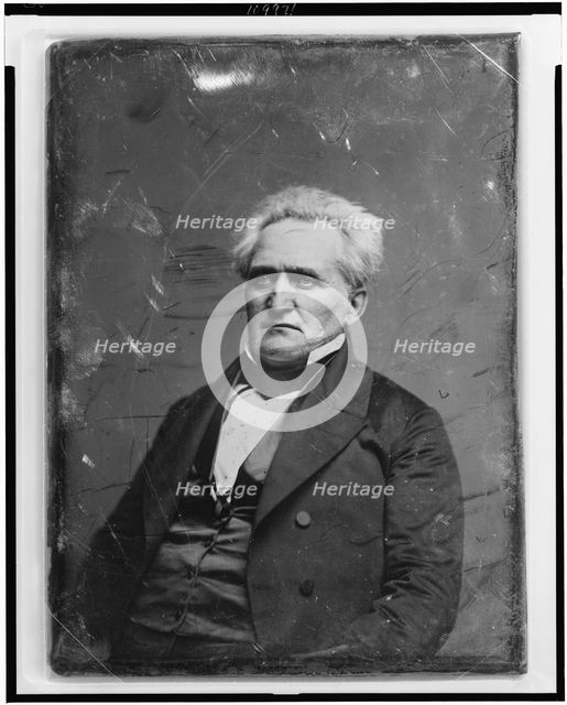 Unidentified man, half-length portrait, three-quarters to the left, between 1844 and 1860. Creator: Mathew Brady.