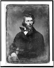 Unidentified man, possibly Asher Brown Durand, half-length portrait, slightly to the left, head thre Creator: Mathew Brady