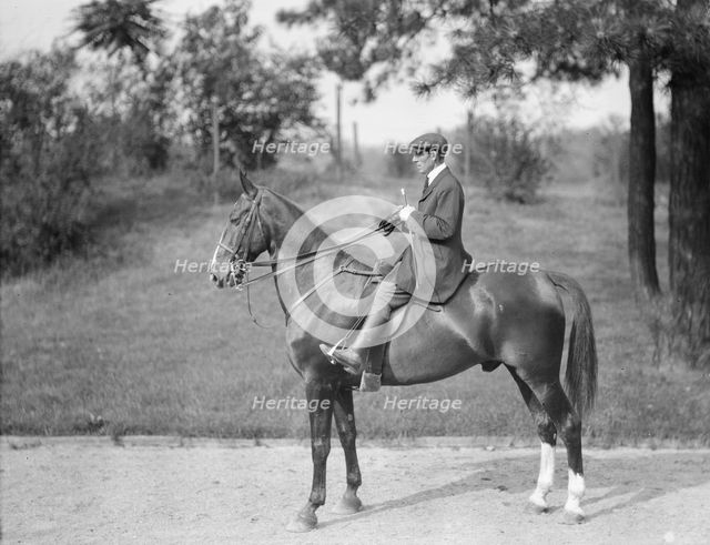 Unidentified man riding Chesty, between 1911 and 1936. Creator: Arnold Genthe.