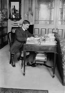 Unidentified man seated at desk, between c1915 and c1920. Creator: Bain News Service