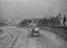 Unidentified motorcycle and sidecar, Rosedale Chimney Bank, Yorkshire, c1920-c1939. Artist: Bill Brunell