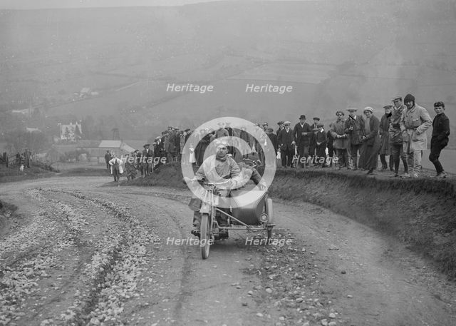 Unidentified motorcycle and sidecar, Rosedale Chimney Bank, Yorkshire, c1920-c1939.  Artist: Bill Brunell.