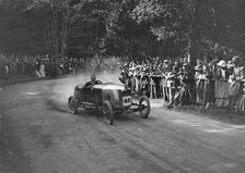 Unidentified open 4-seater competing in the MAC Shelsley Walsh Hillclimb, Worcestershire, 1923. Artist: Bill Brunell
