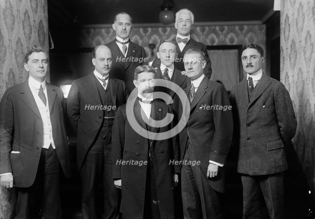 Unidentified Group On Entrance Stairway of John Barrett's Residence, 1915.  Creator: Harris & Ewing.
