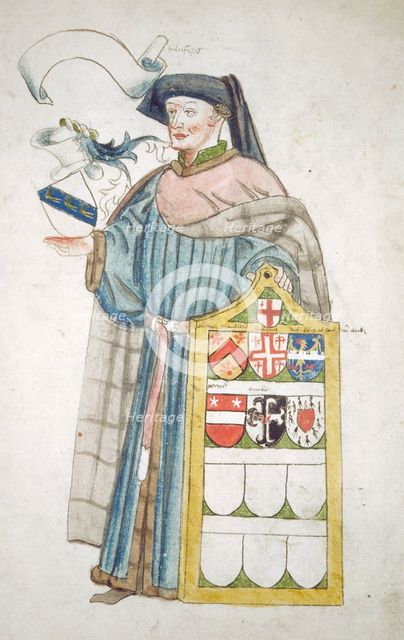 Unidentified London alderman in aldermanic robes, c1450.                                             Artist: Roger Leigh