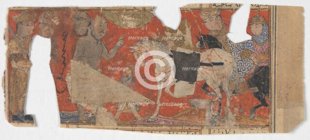 Unidentified Scene and Text Fragment from a Shahnama (Book of Kings), ca. 1330-40. Creator: Unknown.