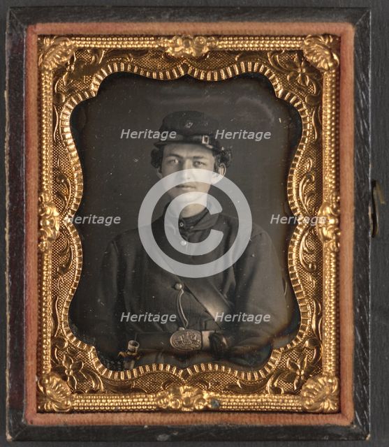 Unidentified soldier in Union uniform of the 119th Pennsylvania Volunteer..., between 1861 and 1865. Creator: Unknown.