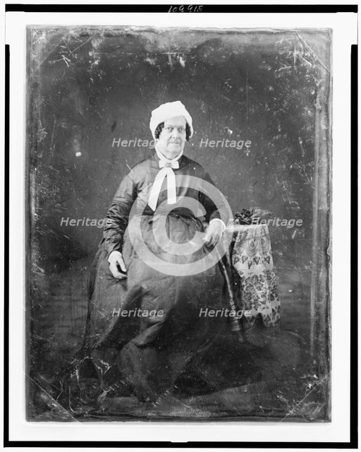Unidentified woman, about 60 years of age, full-length portrait, facing..., between 1844 and 1860. Creator: Mathew Brady.