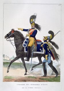 Uniform of the elite gendarmes of the royal guard, France, 1823. Artist: Charles Etienne Pierre Motte