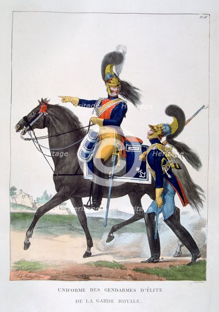 Uniform of the elite gendarmes of the royal guard, France, 1823.  Artist: Charles Etienne Pierre Motte