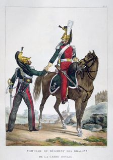Uniform of a regiment of dragoons of the royal guard, France, 1823. Artist: Charles Etienne Pierre Motte
