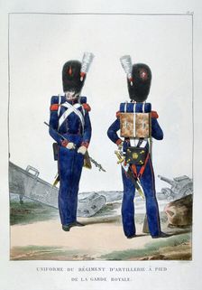 Uniform of a regiment of foot artillery of the royal guard, France, 1823. Artist: Charles Etienne Pierre Motte