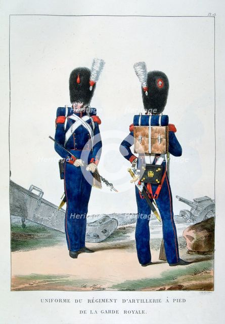 Uniform of a regiment of foot artillery of the royal guard, France, 1823.  Artist: Charles Etienne Pierre Motte