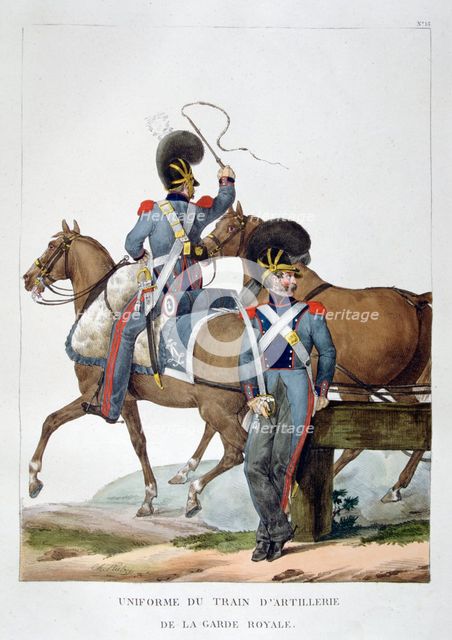 Uniform of a regiment of horse artillery train of the royal guard, France, 1823.  Artist: Charles Etienne Pierre Motte