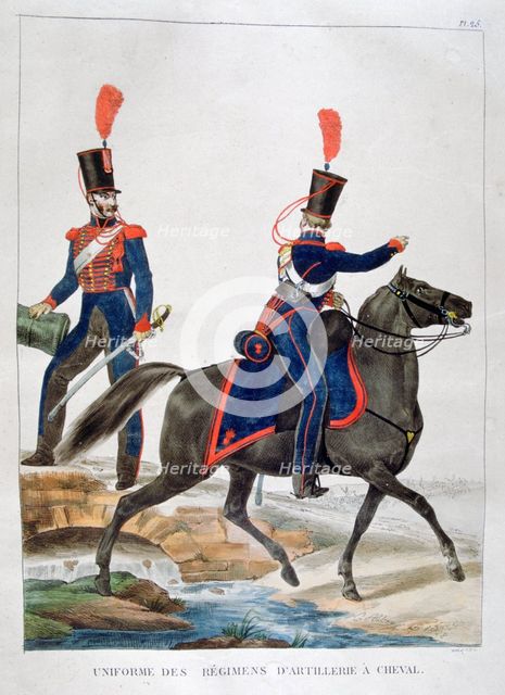 Uniform of a regiment of horse artillery, France, 1823.  Artist: Charles Etienne Pierre Motte