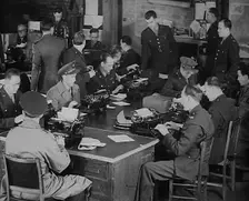 Uniformed Press Officers Working, 1943. Creator: British Pathe Ltd